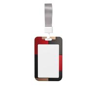 Woshuwo Red and Black Polished Smooth Wood Sliding Id Badge Holder Hard Plastic Work Card Case Name Tag Protector for Nurses Office