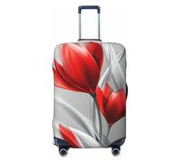 Woshuwo Red and White Abstract Red Tulip Elastic Travel Luggage Covers Dustproof Scratch-Resistant Suitcase Protector Fit 22-24 Inch