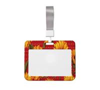 Woshuwo Red and Yellow Sunflowers On Dots Sliding Id Badge Holder Hard Plastic Work Card Case Name Tag Protector for Nurses Office
