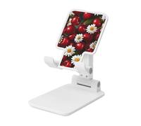 Woshuwo Red Cherries Fruit And Daisies Foldable Cell Phone Stand Adjustable Angle Height Desktop Portable Cellphone Cradle Compatible With All Smartphone White-Style