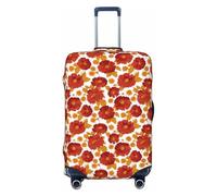 Woshuwo Red Flower Yellow Leaf Elastic Travel Luggage Covers Dustproof Scratch-Resistant Suitcase Protector Fit 22-24 Inch