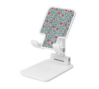 Woshuwo Red Flowers Floral And Vine Pattern Foldable Cell Phone Stand Adjustable Angle Height Desktop Portable Cellphone Cradle Compatible With All Smartphone White-Style