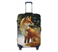 Woshuwo Red Fox Christmas Trees Elastic Travel Luggage Covers Dustproof Scratch-Resistant Suitcase Protector Fit 22-24 Inch