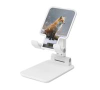 Woshuwo Red Fox Sits By The River Foldable Cell Phone Stand Adjustable Angle Height Desktop Portable Cellphone Cradle Compatible With All Smartphone White-Style