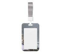 Woshuwo Red Fox Sits by The River Sliding Id Badge Holder Hard Plastic Work Card Case Name Tag Protector for Nurses Office