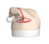 Woshuwo Red Glass Minimalist Line Art Santa Hat Adult Xmas Headwear Novelty Christmas Hat