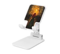 Woshuwo Red-Haired Woman In The Forest Sunset Foldable Cell Phone Stand Adjustable Angle Height Desktop Portable Cellphone Cradle Compatible With All Smartphone White-Style