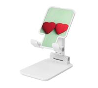 Woshuwo Red Heart On Green Foldable Cell Phone Stand Adjustable Angle Height Desktop Portable Cellphone Cradle Compatible With All Smartphone White-Style