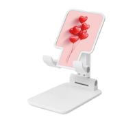 Woshuwo Red Heart-Shaped Balloons On Light Pink Foldable Cell Phone Stand Adjustable Angle Height Desktop Portable Cellphone Cradle Compatible With All Smartphone White-Style