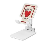 Woshuwo Red Hearts Playing Card Lucky In Love Foldable Cell Phone Stand Adjustable Angle Height Desktop Portable Cellphone Cradle Compatible With All Smartphone White-Style