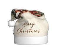 Woshuwo Red House In The Snow Christmas Santa Hat Adult Xmas Headwear Novelty Christmas Hat