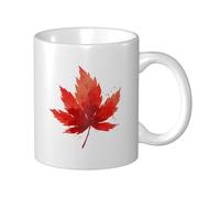 Woshuwo Red Maple Leaf Simple Ceramic Cup, Elegant Coffee Mug Tee Drinkware Water Cup for Home Office 11oz