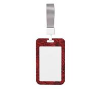 Woshuwo Red Maroon Embossed Velvet Jungle Tropical Sliding Id Badge Holder Hard Plastic Work Card Case Name Tag Protector for Nurses Office