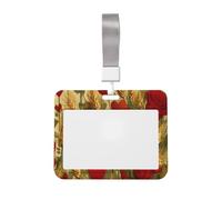 Woshuwo Red Roses Hearts and Wheat Sliding Id Badge Holder Hard Plastic Work Card Case Name Tag Protector for Nurses Office