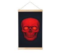 Woshuwo Red Skull Neon Glow Linen Hanging Painting, Linen Wall Art Home Art Piece Modern Artwork Farmhouse Decor 40x60 Cm