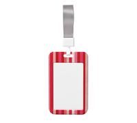 Woshuwo Red Velvet Stripe Pattern Preppy Tone Sliding Id Badge Holder Hard Plastic Work Card Case Name Tag Protector for Nurses Office
