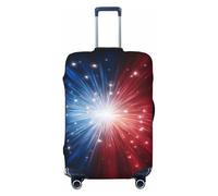 Woshuwo Red White and Blue Exploding Stars Elastic Travel Luggage Covers Dustproof Scratch-Resistant Suitcase Protector Fit 22-24 Inch
