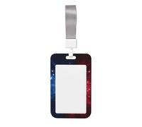 Woshuwo Red White and Blue Exploding Stars Sliding Id Badge Holder Hard Plastic Work Card Case Name Tag Protector for Nurses Office