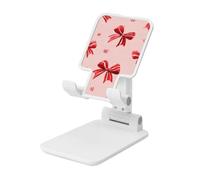 Woshuwo Red White Bow On Light Pink Foldable Cell Phone Stand Adjustable Angle Height Desktop Portable Cellphone Cradle Compatible With All Smartphone White-Style