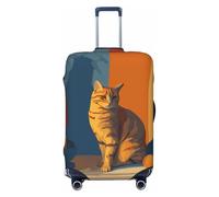 Woshuwo Relaxed Tabby Cat Minimalism Elastic Travel Luggage Covers Dustproof Scratch-Resistant Suitcase Protector Fit 22-24 Inch