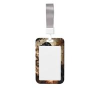 Woshuwo Retro Flowers and Black Crow Sliding Id Badge Holder Hard Plastic Work Card Case Name Tag Protector for Nurses Office