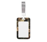 Woshuwo Retro Flowers Black Crow Gothic Sliding Id Badge Holder Hard Plastic Work Card Case Name Tag Protector for Nurses Office