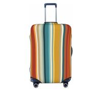 Woshuwo Retro Stripes Pattern Blue Orange White Vintage Elastic Travel Luggage Covers Dustproof Scratch-Resistant Suitcase Protector Fit 22-24 Inch