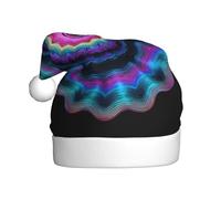 Woshuwo Ripple Mandala Neon Pastel Waves Santa Hat Adult Xmas Headwear Novelty Christmas Hat