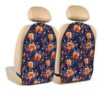 Woshuwo Roses Tulips Floral Pattern Car Seat Back Kick Protectors,2 Pack Kick Mats With Storage Pockets For Vehicles To Protect From Dirt Mud Scratches