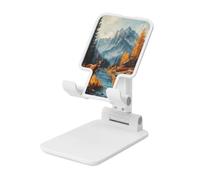 Woshuwo Rustic Mountain Valley Deer Pine Forest River Foldable Cell Phone Stand Adjustable Angle Height Desktop Portable Cellphone Cradle Compatible With All Smartphone White-Style