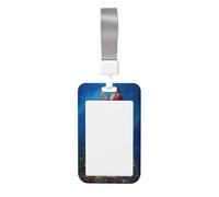 Woshuwo Santa Claus Hanging Star at Christmas Tree Sliding Id Badge Holder Hard Plastic Work Card Case Name Tag Protector for Nurses Office