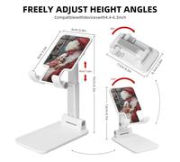 Woshuwo Santa Claus Holding Little Dog Christmas Morning Foldable Cell Phone Stand Adjustable Angle Height Desktop Portable Cellphone Cradle Compatible With All Smartphone White-Style