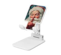 Woshuwo Santa Claus In A Silence Gesture Foldable Cell Phone Stand Adjustable Angle Height Desktop Portable Cellphone Cradle Compatible With All Smartphone White-Style