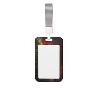 Woshuwo Santa Claus Next to Christmas Tree Sliding Id Badge Holder Hard Plastic Work Card Case Name Tag Protector for Nurses Office