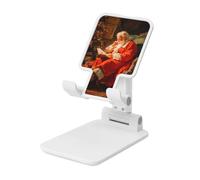 Woshuwo Santa Claus Reading By The Christmas Tree Foldable Cell Phone Stand Adjustable Angle Height Desktop Portable Cellphone Cradle Compatible With All Smartphone White-Style