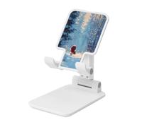 Woshuwo Santa Claus Walking The Snow-Covered Forest Foldable Cell Phone Stand Adjustable Angle Height Desktop Portable Cellphone Cradle Compatible With All Smartphone White-Style