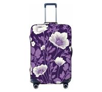 Woshuwo Scandinavian Floral Flowers Dark Lavender Luggage Cover | Elastic Dustproof Scratch-Resistant Suitcase Protector Fit 22-24 Inch