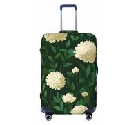 Woshuwo Scandinavian Floral White Flowers On Sage Green Luggage Cover | Elastic Dustproof Scratch-Resistant Suitcase Protector Fit 22-24 Inch