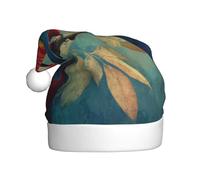 Woshuwo Scarlet Macaw On A Jungle Branch Santa Hat Adult Xmas Headwear Novelty Christmas Hat