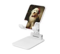Woshuwo Sheepdog Dressed As Santa Claus Foldable Cell Phone Stand Adjustable Angle Height Desktop Portable Cellphone Cradle Compatible With All Smartphone White-Style