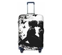 Woshuwo Silhouette of Two Girls Kissing Elastic Travel Luggage Covers Dustproof Scratch-Resistant Suitcase Protector Fit 22-24 Inch