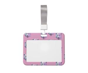 Woshuwo Silver Holographic Tiger Faces Sliding Id Badge Holder Hard Plastic Work Card Case Name Tag Protector for Nurses Office