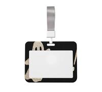 Woshuwo Simple Ghost Silhouette Word Boo Sliding Id Badge Holder Hard Plastic Work Card Case Name Tag Protector for Nurses Office