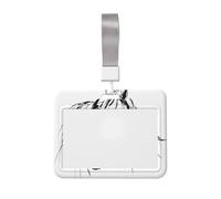 Woshuwo Simple Line Drawing of Two Horses Sliding Id Badge Holder Hard Plastic Work Card Case Name Tag Protector for Nurses Office