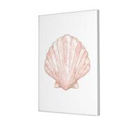 Woshuwo Simple Minimalist Camino Shell Peach Canvas Wall Art Poster Aesthetic Print Painting For Dorm Bedroom Living Room,30x45cm Framed