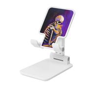 Woshuwo Skeleton Hugging Its Cat Foldable Cell Phone Stand Adjustable Angle Height Desktop Portable Cellphone Cradle Compatible With All Smartphone White-Style