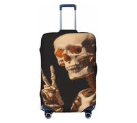 Woshuwo Skeleton Making The Peace Sign Elastic Travel Luggage Covers Dustproof Scratch-Resistant Suitcase Protector Fit 22-24 Inch
