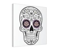 Woshuwo Skull In Black And White Simple Canvas Wall Art Poster Aesthetic Print Painting For Dorm Bedroom Living Room,30x30cm Framed