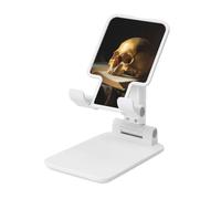 Woshuwo Skull On An Open Book Foldable Cell Phone Stand Adjustable Angle Height Desktop Portable Cellphone Cradle Compatible With All Smartphone White-Style