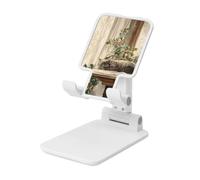 Woshuwo Sleeping Cat Lies On Antique Table Foldable Cell Phone Stand Adjustable Angle Height Desktop Portable Cellphone Cradle Compatible With All Smartphone White-Style